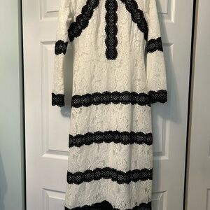 Dainty Jewells  Lace Midi Dress with Black Lace Trim